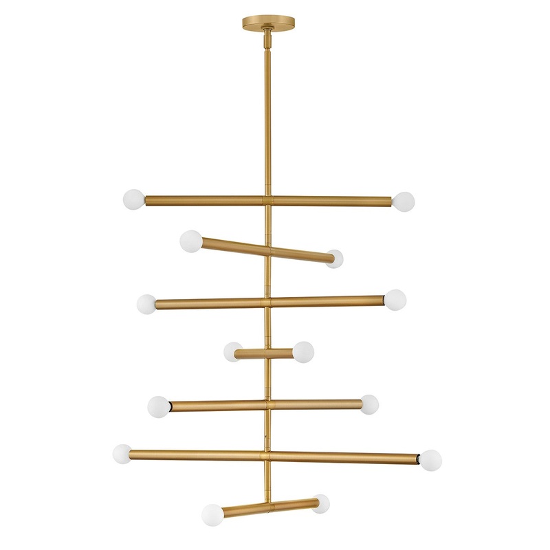 LED Chandelier from the Millie Collection in Lacquered Brass Finish by Lark