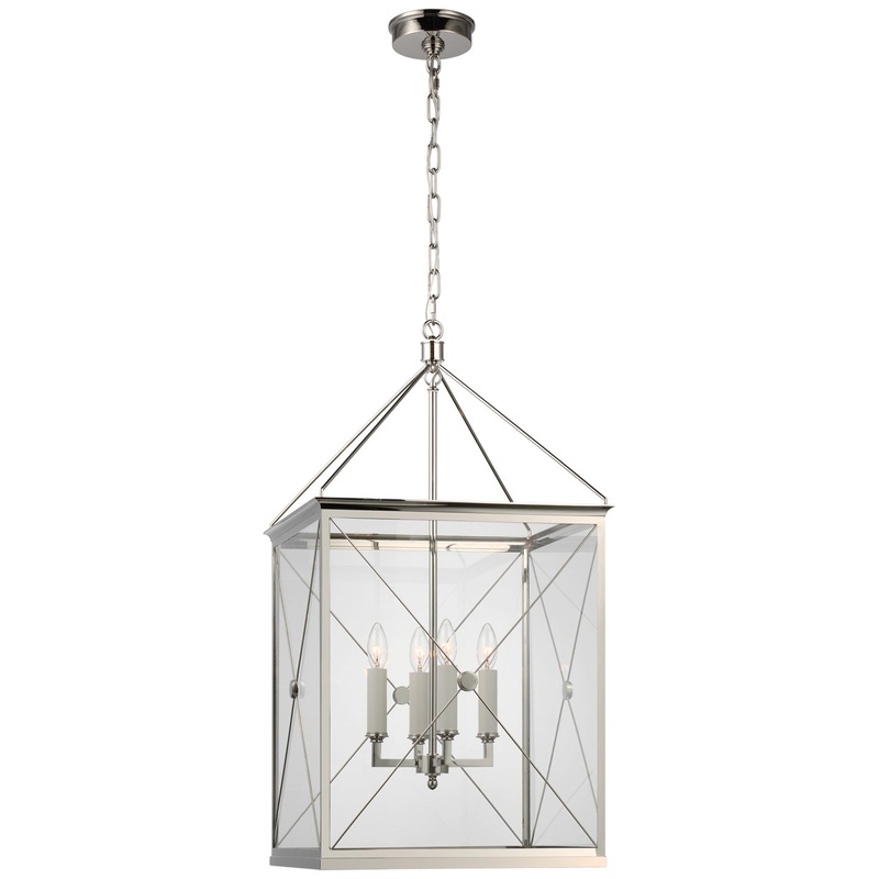 LED Lantern from the Rossi Collection in Polished Nickel Finish by Visual Comfort Signature