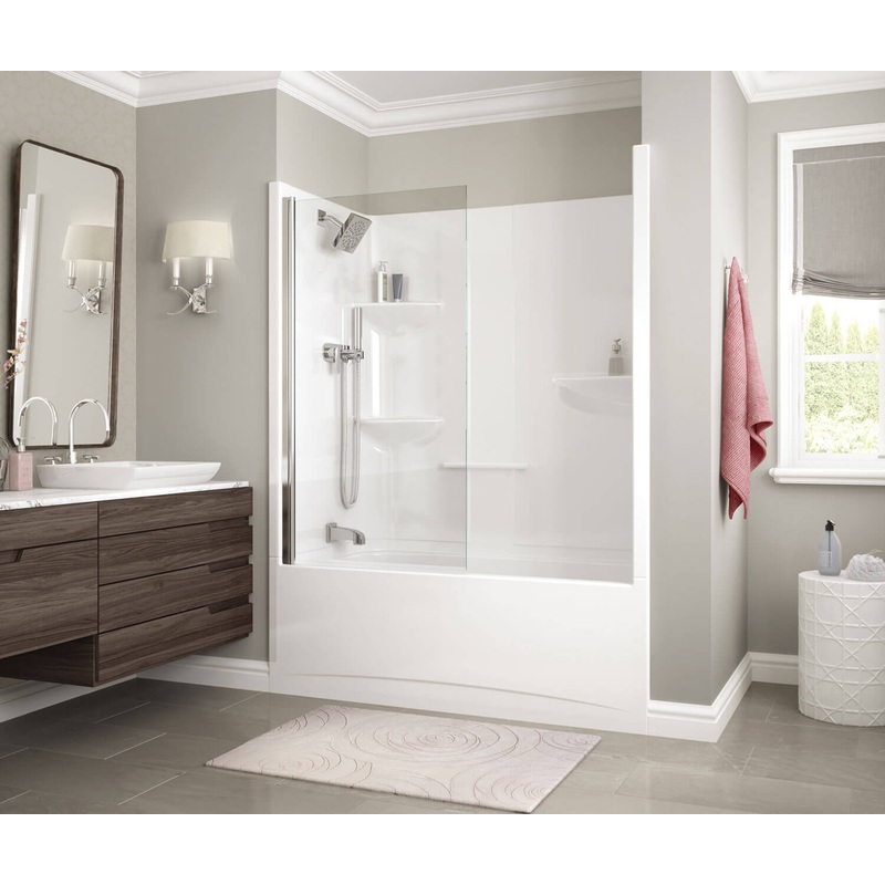 MAAX 137500-900-084-000 Edge 30 x 55  in. 6 mm Tub Screen for Alcove Installation with Clear glass in Chrome