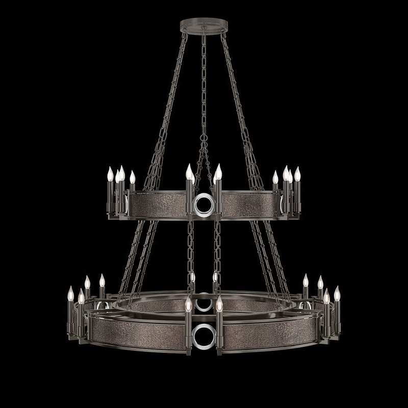 Mirage 50″W Round Chandelier Midnight Steel/Nickel/Pebble