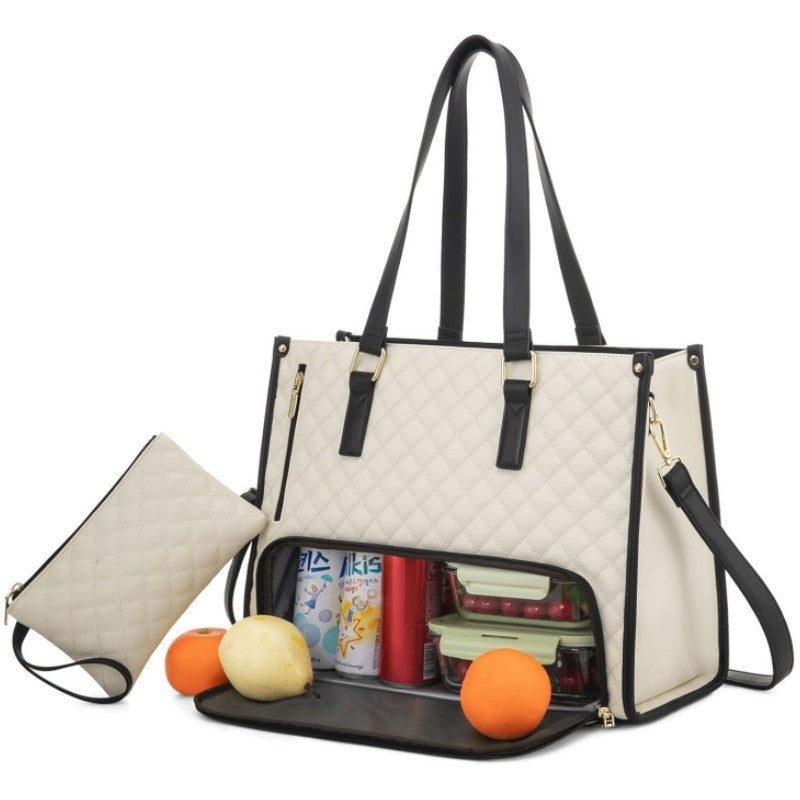 Off White Insulated Lunch Bag and Laptop Cooler – Perfect for Keeping Food Fresh