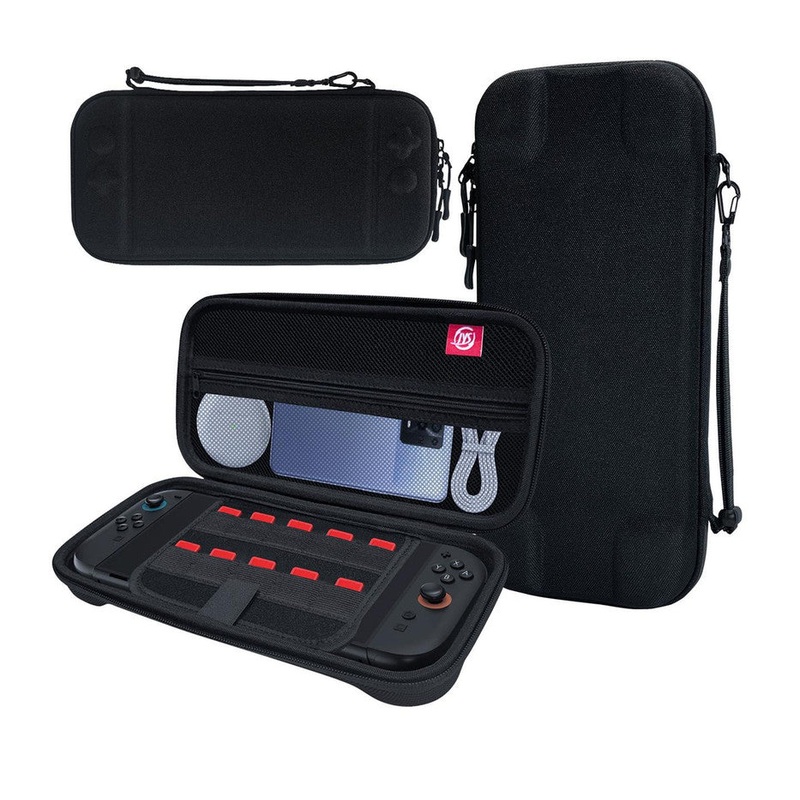 Portable Hard Shell Travel Case for Nintendo Switch/Switch Lite/OLED – Game Card Slots & Accessory Pocket(black)