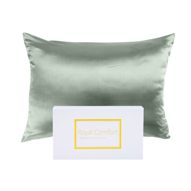 Royal Comfort Mulberry Soft Silk Hypoallergenic Pillowcase Twin Pack 51 x 76cm – Sage