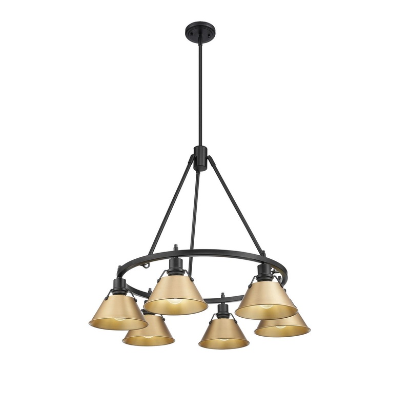 Six Light Chandelier from the Orwell Collection in Matte Black Finish by Golden