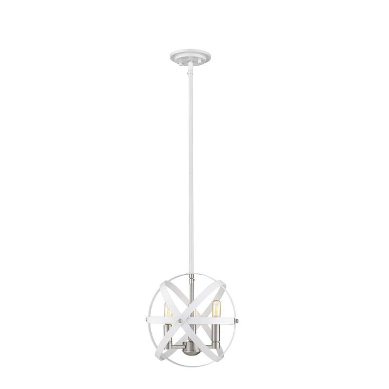 Three Light Chandelier from the Cavallo Collection in Hammered White / Brushed Nickel Finish by Z-Lite