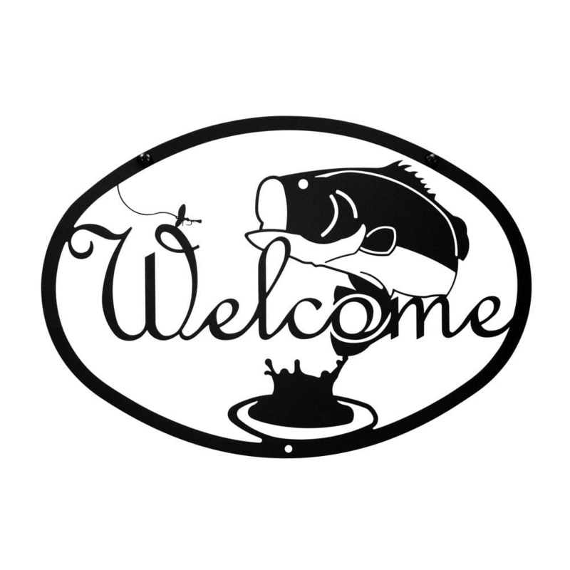 Village Wrought Iron WEL-190 Bass Welcome Sign Medium