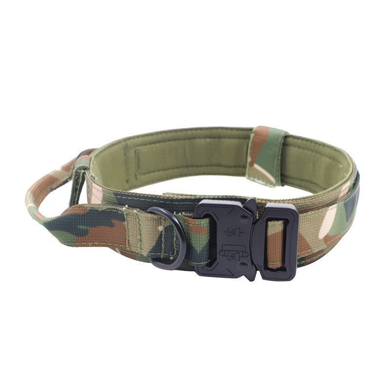 XL Camouflage Tactical Dog Collar – Heavy Duty Nylon Pet Collar for Medium & Large Dogs, Adjustable (3.8cm Width)