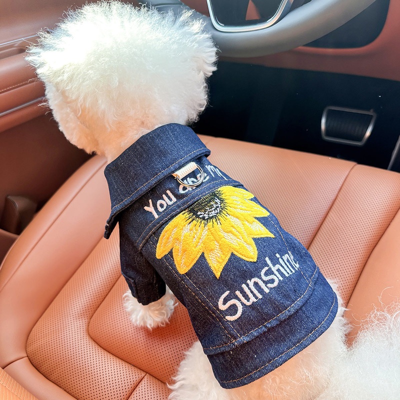 XS Around 2kg Sunshine Denim Chic Denim Pet Vest – Stylish Jean Jacket for Dogs & Cats – Spring, Summer & Autumn Fashion