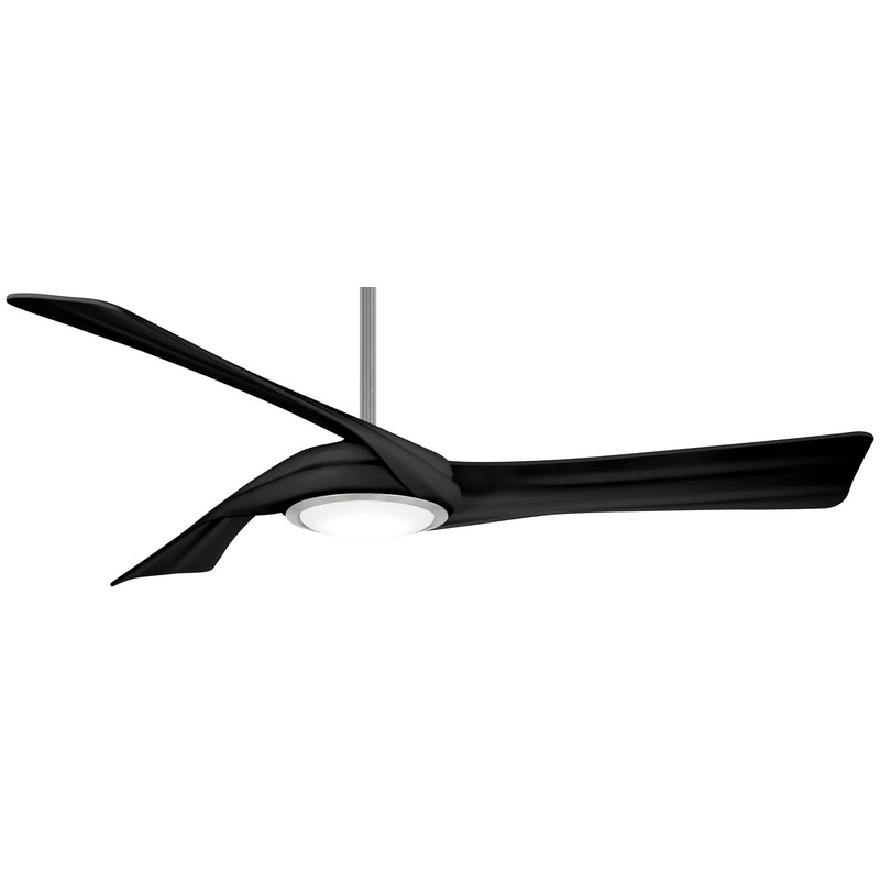 3-blade Curl 60″Ceiling Fan by Minka Aire (Dry Rated) Brushed Nickel/Coal/Coal