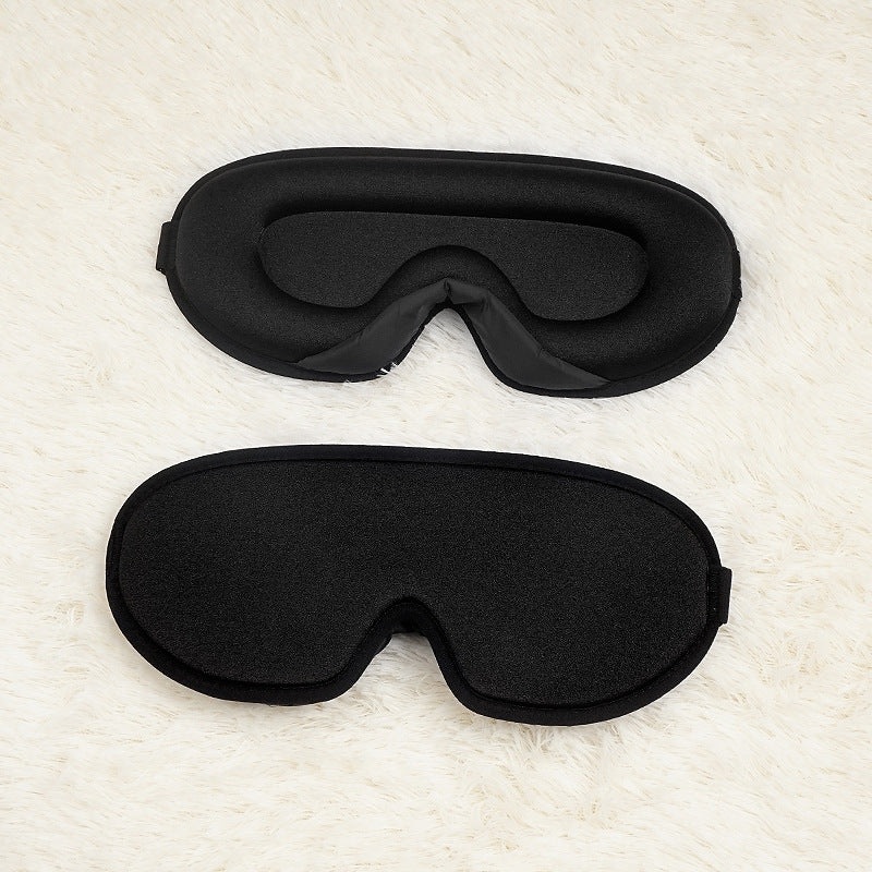 Black Set of 2 3D Contoured Sleep Eye Masks – Total Blackout Memory Foam Blindfold with Lycra