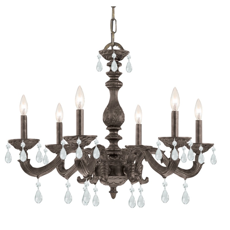 Crystorama 5036-VB-CL-MWP Paris Market Six Light Chandelier Venetian Bronze