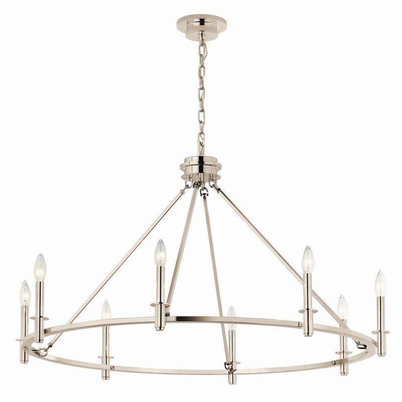 Kichler 52706PN Eight Light Chandelier, Polished Nickel