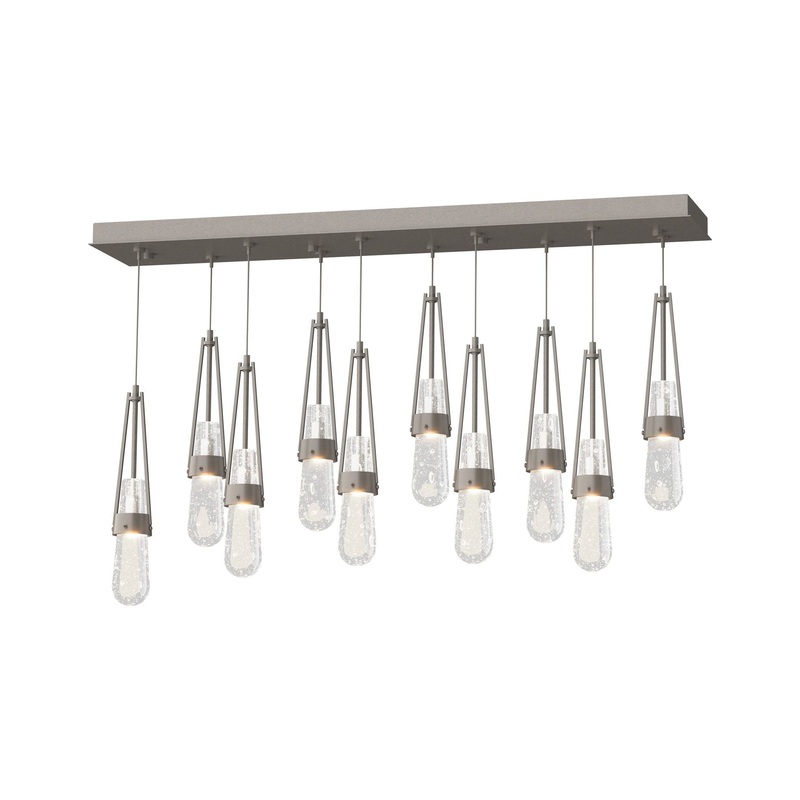 Link 10-Light Blown Glass Pendant Dark Smoke Clear Bubble Glass (YG)