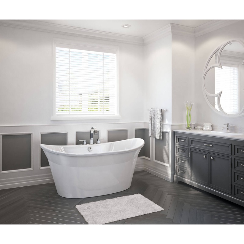 MAAX 106150-000-002-100 Orchestra 6032 AcrylX Freestanding Center Drain Bathtub in White with White Skirt