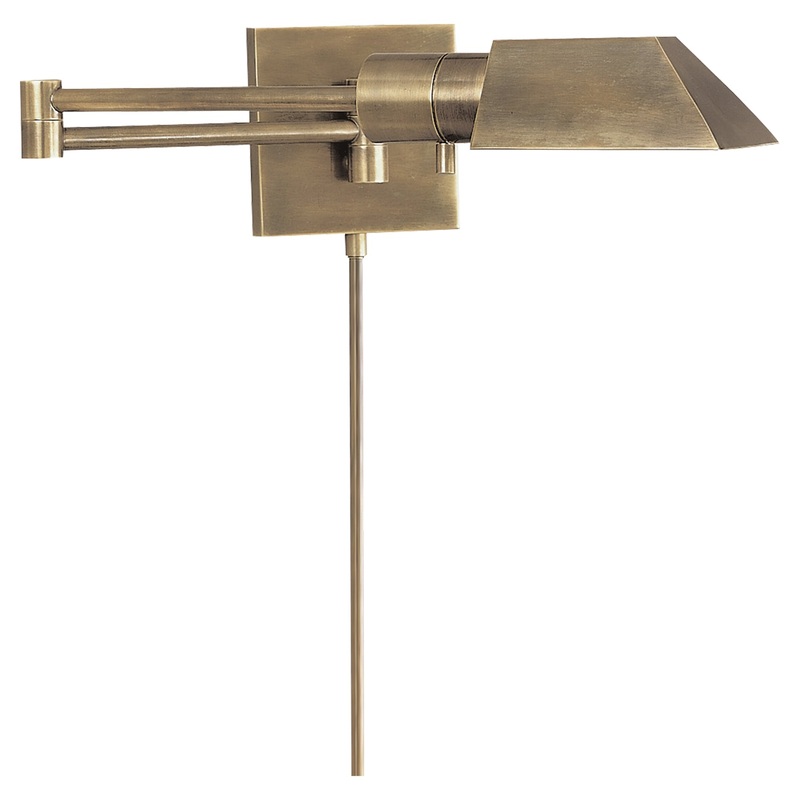One Light Swing Arm Wall Lamp from the Vc Classic Collection in Antique Nickel Finish by Visual Comfort Signature