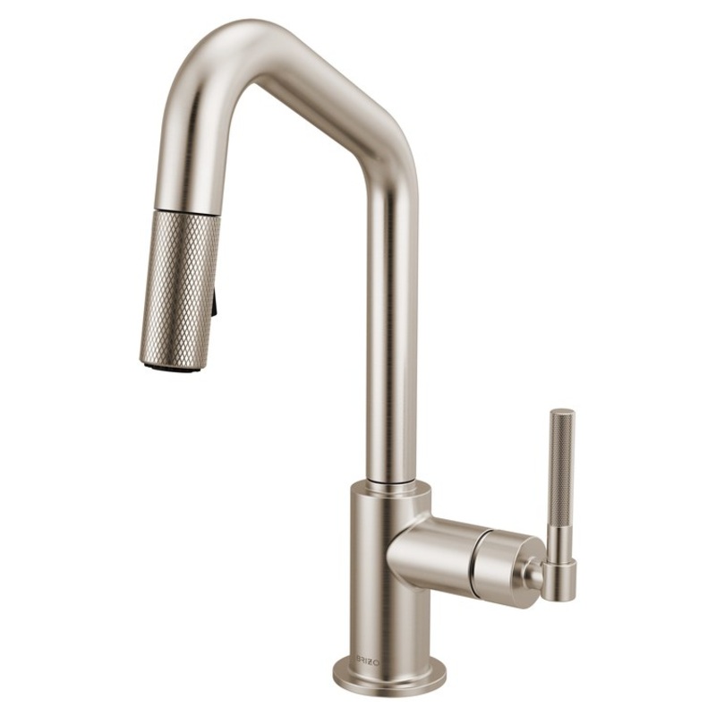 Prep Faucet Litze 1 Knurled Handle ADA Brilliance Stainless Pull Down Dual Function Angle 360 DEG Swivel 1.8 Gallons per Minute