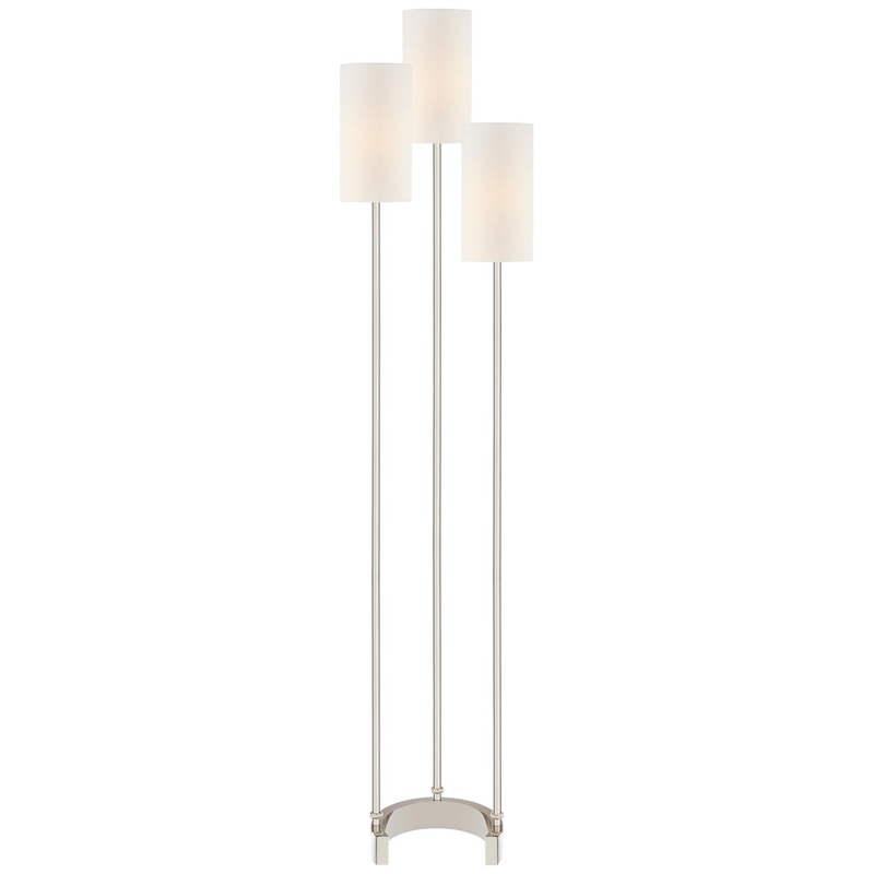 Three Light Floor Lamp from the Aimee Collection in Polished Nickel Finish by Visual Comfort Signature