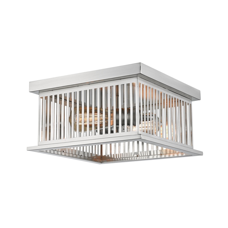 Two Light Flush Mount from the Camellia Collection in Brushed Nickel Finish by Z-Lite
