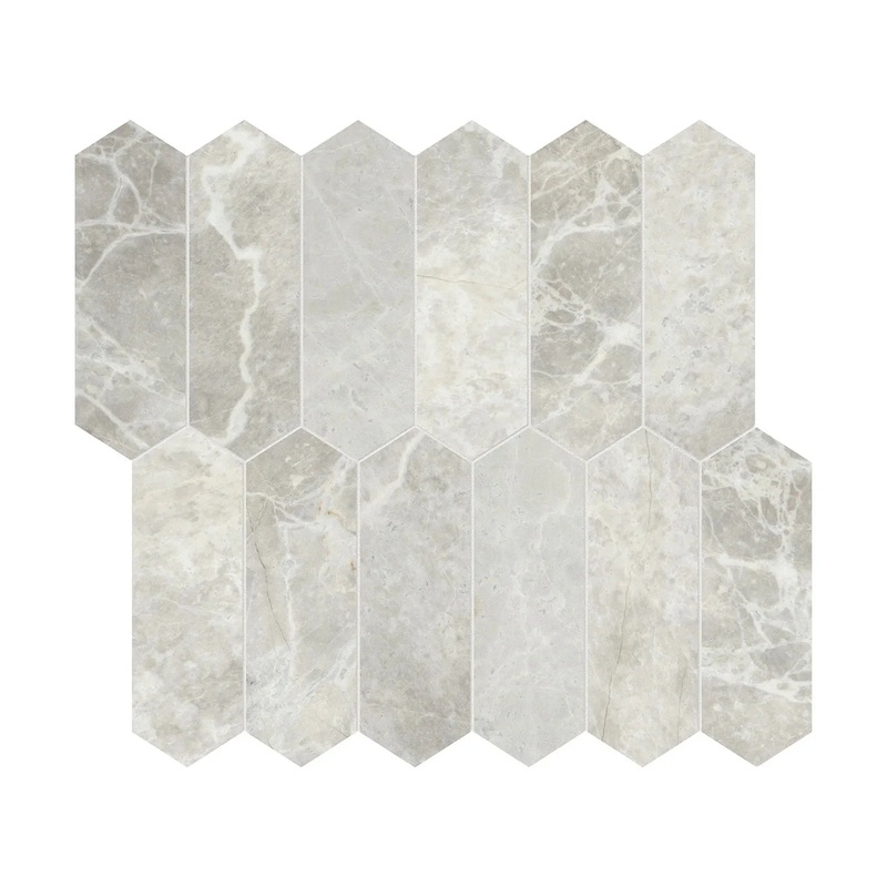 2″ x 6″ Apollo Argento Picket Honed Marble Mosaic 1 Sheet = .87 Sqft 2″ x 6″