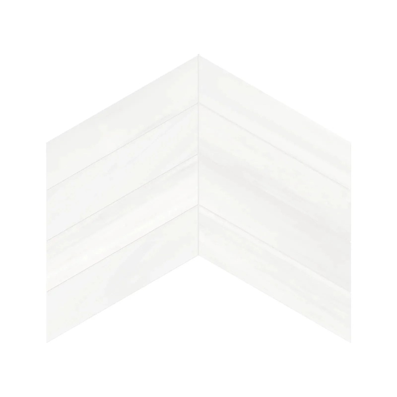 2″ x 8″.5 Cosmo Lumino Chevron Honed Marble Mosaic 1 Sheet = .99 Sqft