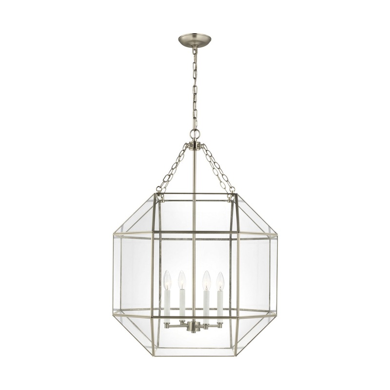 Four Light Lantern from the Morrison Collection in Antique Brushed Nickel Finish by Visual Comfort Studio