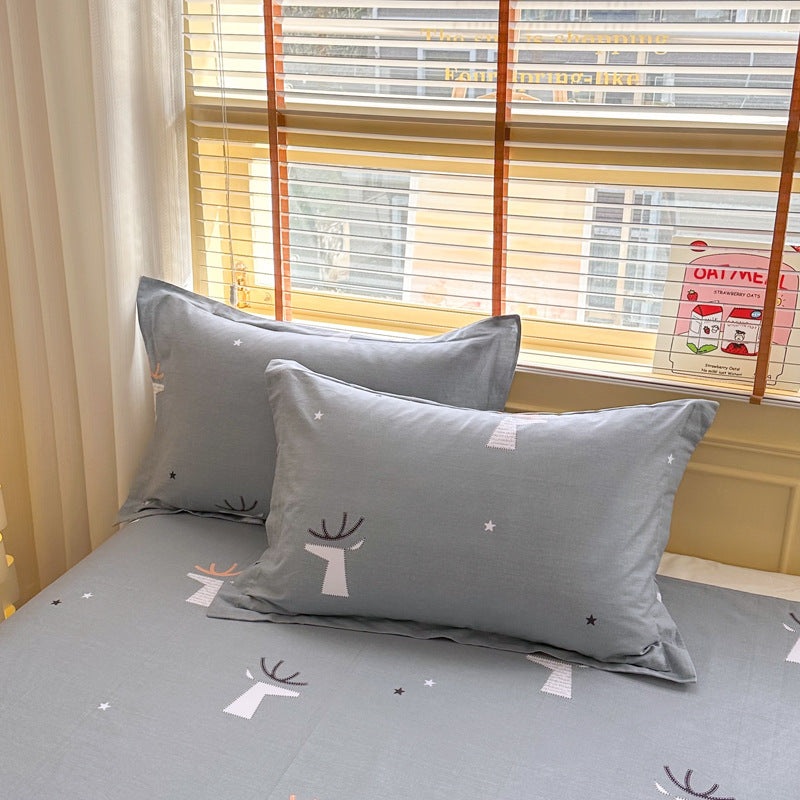 Grey Deer 100% Cotton Pillowcase Set (Pack of 2) – Breathable Standard Size 48x74cm Pure Cotton Pillow Covers