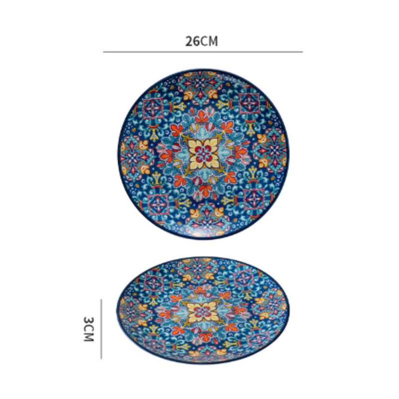 Lambos 10-Inch Bohemian Ceramic Shallow Plate