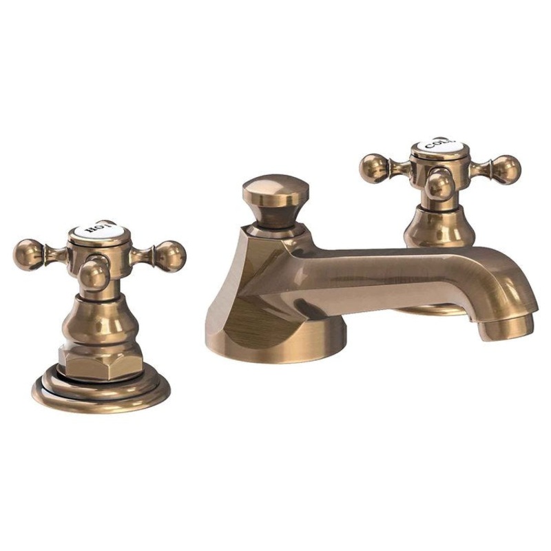 Lavatory Faucet Astor Widespread 8 to 20 Inch Spread 2 Cross ADA Antique Brass 1.2 Gallons per Minute Brass Spout Height 1-7/16 Inch