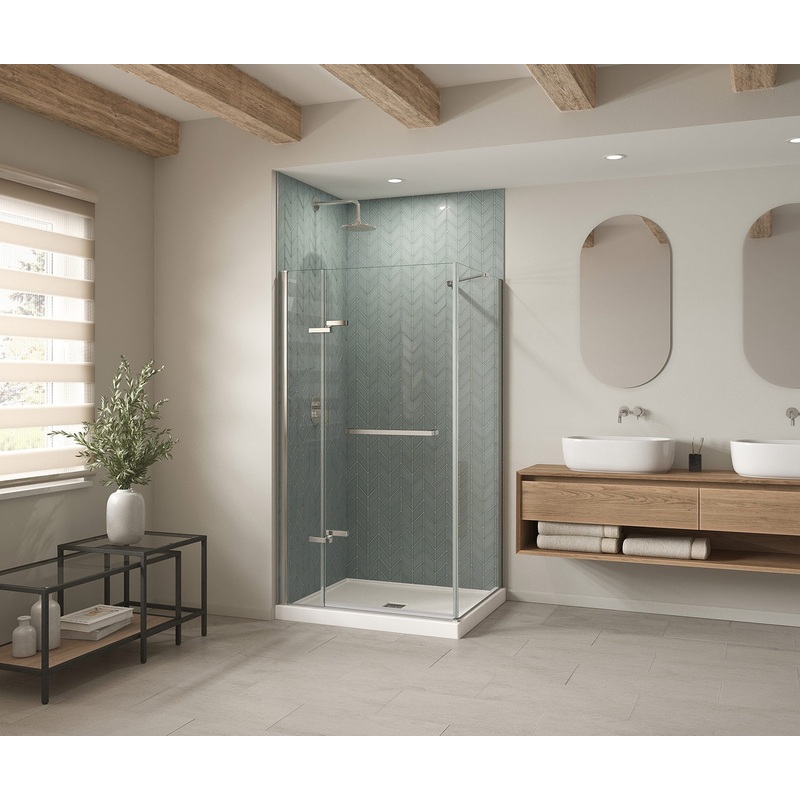 MAAX 420040-502-001-000 B3X 4236 Acrylic Corner Left Shower Base with Center Drain in White