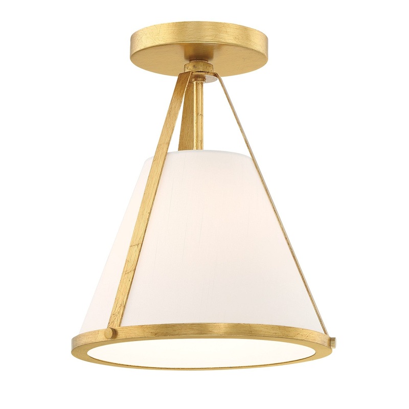 One Light Semi Flush Mount from the Fulton Collection in Antique Gold Finish by Crystorama