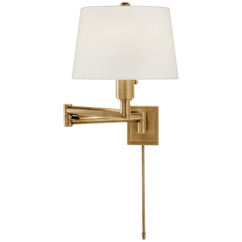 One Light Wall Sconce from the Chunky Swing Arm Collection in Antique-Burnished Brass Finish by Visual Comfort Signature