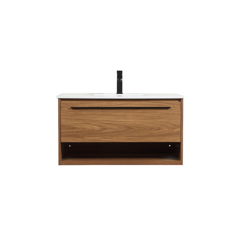 Single Bathroom Vanity from the Roman Collection in Walnut Brown Finish by Elegant Lighting