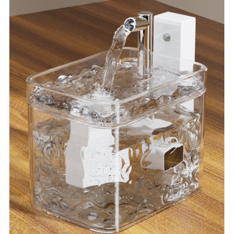 Transparent Wireless Sensor Pet Water Fountain – 1.5L Automatic Filtered Dispenser