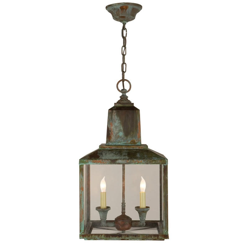 Two Light Lantern from the Brantley Collection in Verdigris Finish by Visual Comfort Signature