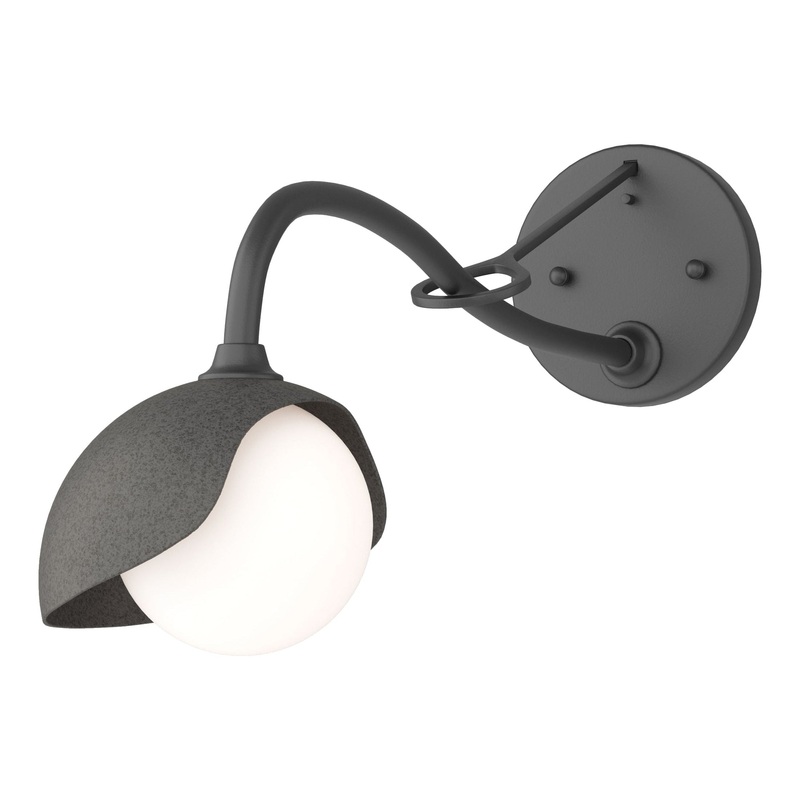 Brooklyn 1-Light Single Shade Long-Arm Sconce Black Natural Iron