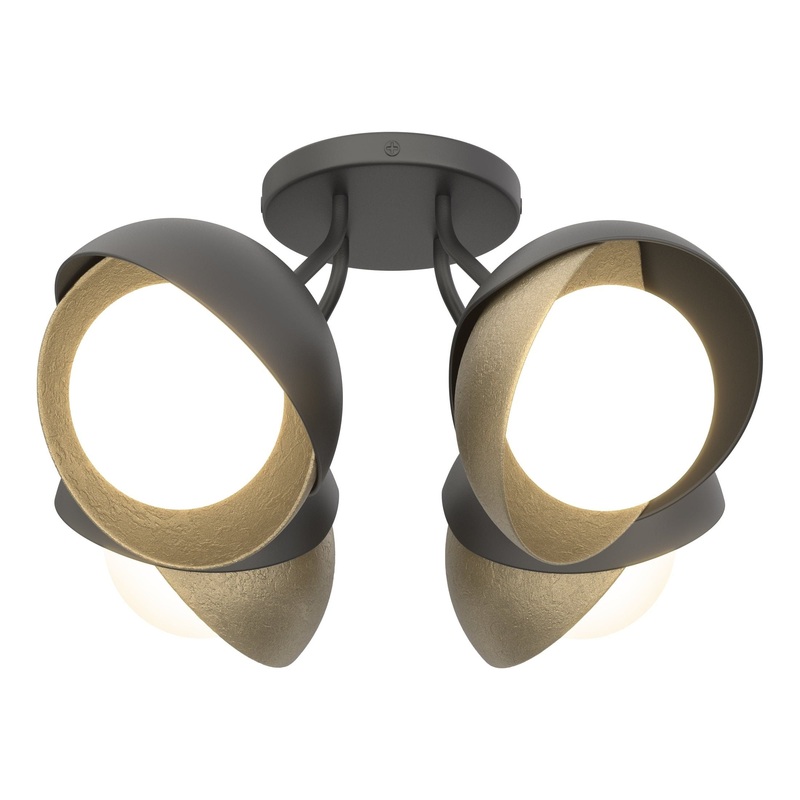 Brooklyn 4-Light Double Shade Semi-Flush Black Soft Gold