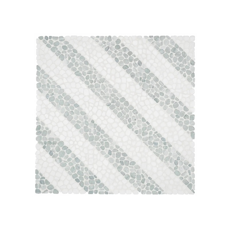 Cabana Jade Axis – Patterned Pebble Tumbled Marble Mosaic 1 Sheet = Sqft