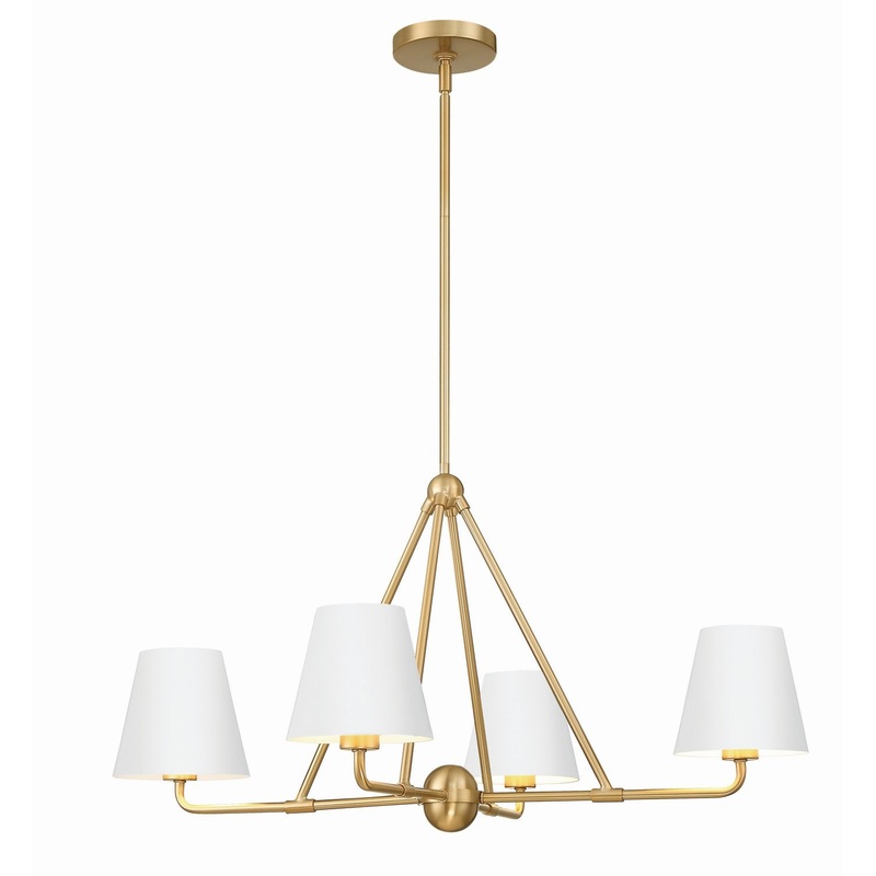 Four Light Chandelier from the Xavier Collection in Vibrant Gold / White Finish by Crystorama