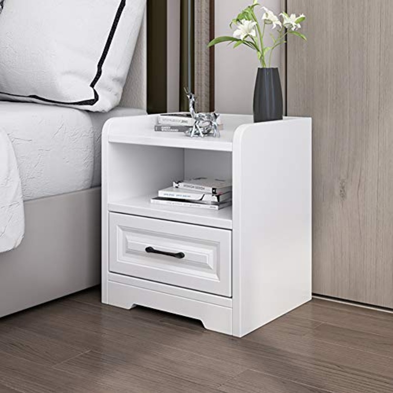 JKGHK Comodino, Tavolino Laterale, Tavolini da Salotto, Armadietto per Archivio, Armadietto per Comodini da Ufficio,Bianca,Single Drawer