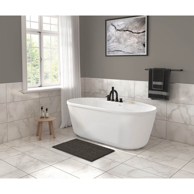 MAAX 106993-000-002-100 Eldora 6434 AcrylX Freestanding Center Drain Bathtub in White with White Skirt