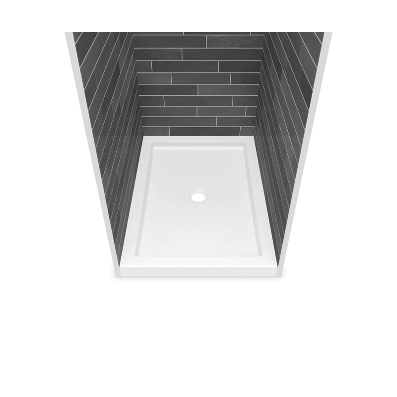 MAAX 410003-504-001-000 B3Round 4836 Acrylic Alcove Deep Shower Base in White with Center Drain