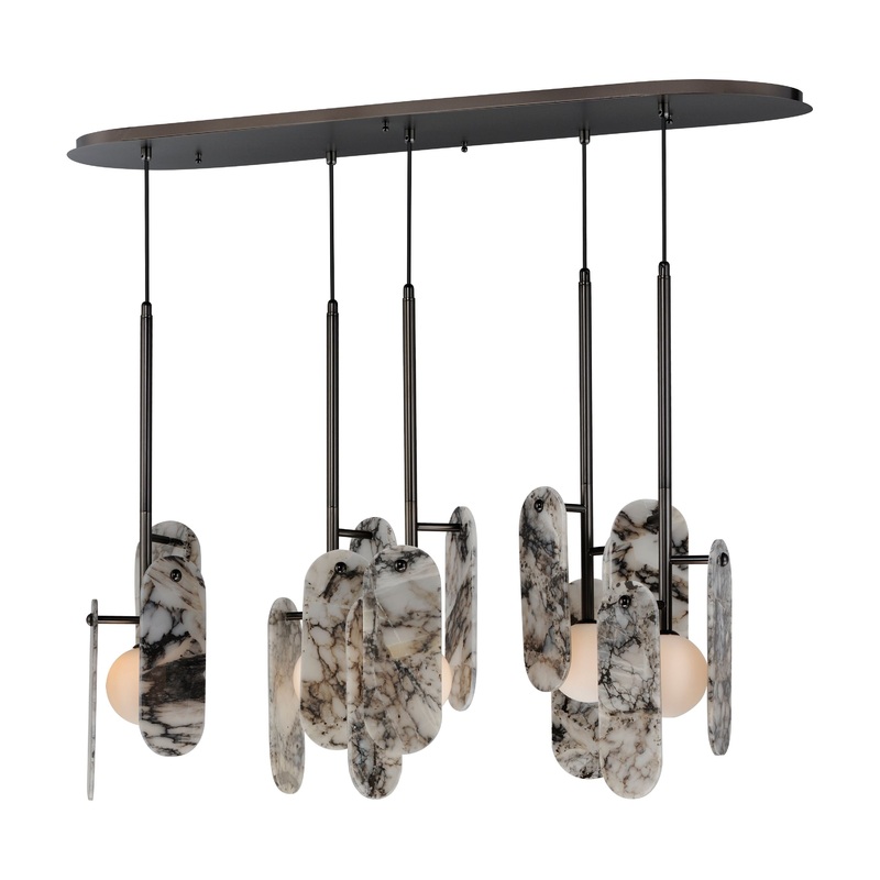 Megalith 5-Light LED Pendant Gunmetal Striae Arya