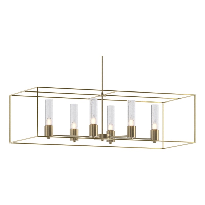 Portico Pendant Soft Gold Modern Brass Seeded Clear Glass (II)