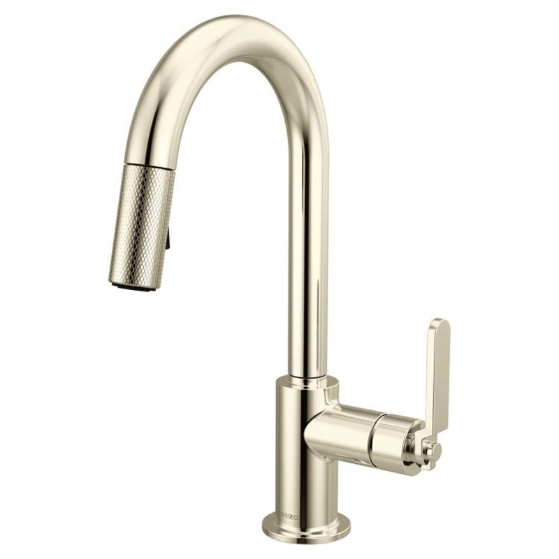 Prep Faucet Litze 1 Industrial Handle ADA Brilliance Polished Nickel Pull Down Dual Function Arc 360 DEG Swivel 1.8 Gallons per Minute