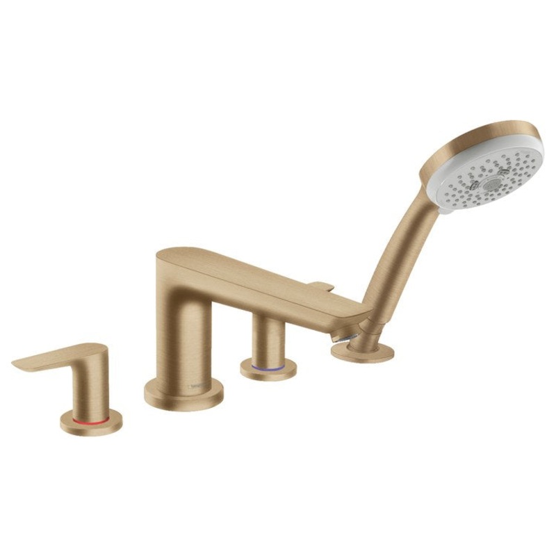 Roman Tub Trim Talis E Deck Mount with Handshower 2 Lever Brushed Bronze 8 Inch Spread 5.6 Gallons per Minute