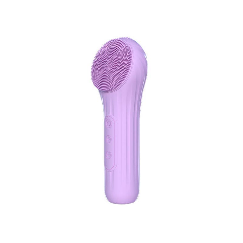 Silicone Facial Cleansing Brush – 6-Speed Vibration, Food-Grade Antibacterial Material with Warming Function(Purple)