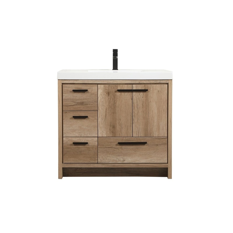 Single Bathroom Vanity from the Wyatt Collection in Natural Oak Finish by Elegant Lighting