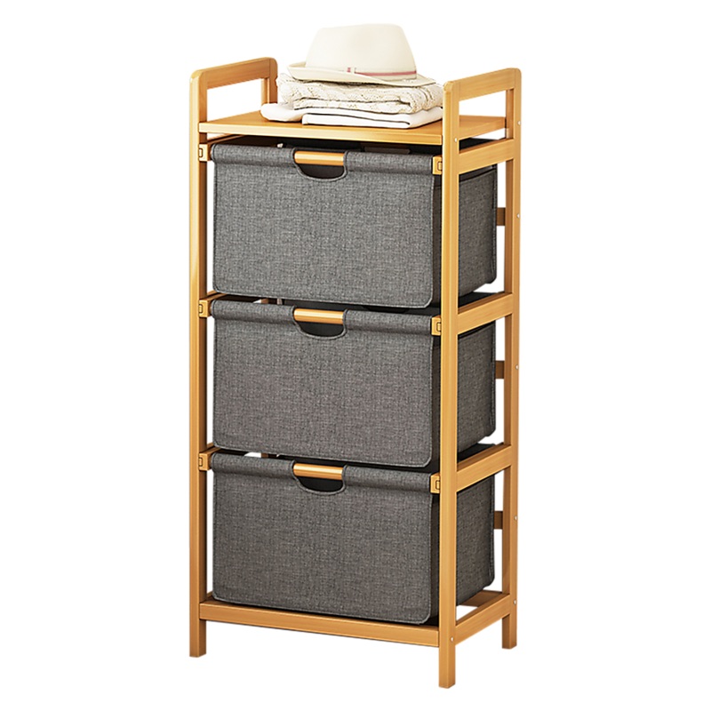 Bamboo Shelf with Storage Hamper – Wooden Bamboo Removable Bags