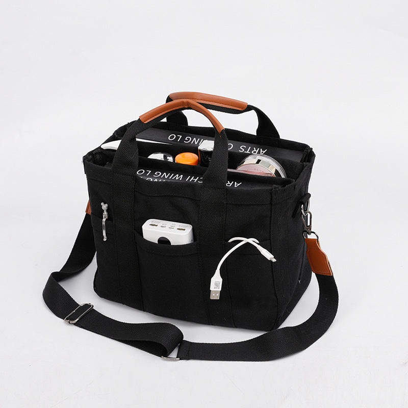 Black Stylish Multi-Functional Mommy Diaper Bag – Durable Canvas Tote