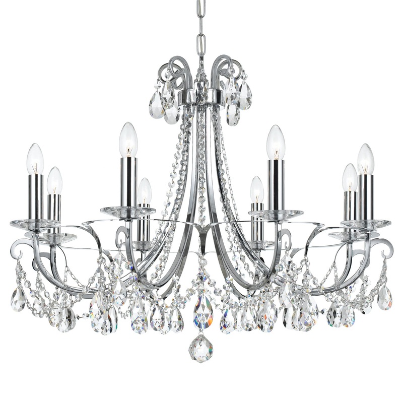 Crystorama 6828-CH-CL-S Othello Eight Light Chandelier Polished Chrome